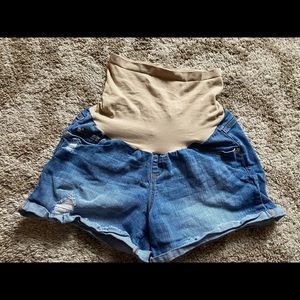 Indigo blue maternity jean shorts